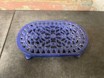 Cobalt Blue Cast Iron Oval Trivet (C2)