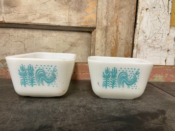 Vintage Pyrex Refrigerator Dishes Featuring The 'Amish Butterprint' Pattern Lot Of 2 P1