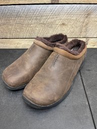 Merrell Men's Encore Chill 2 Slip-on Moccasins In Brown Leather With Shearling Lining Size 13 (K1)