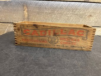 Vintage 'Cadillac' Brand Wooden Cheese Box (k1)