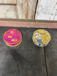 'Mod Thingies' Circular Jigsaw Puzzles, Designed By Sandy Mille Lot Of 2 (K1)