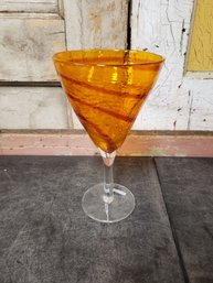 Goblet Canyon Mouth-blown Souffle A La Bouche Pier 1 Glass (C3)