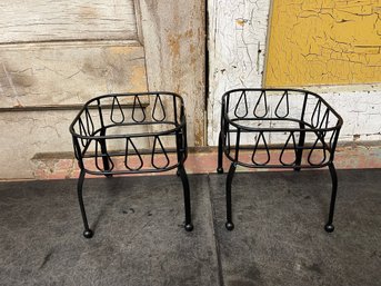 Black Metal Iron Drink Dispenser Stand Lot Of 2 (h3)