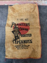 Vintage Planters Mr. Peanut 5 Lb Burlap Peanut Sack (j4)