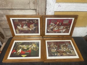 12'X16' Dogs Playing Poker Series Cassius Marcellus Coolidge Pictures Lot Of 4 (G2)