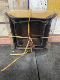 Bombay Company Brown Faux Leather Coin Trays Lot Of 2 (g2)