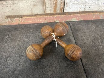 Antique Wooden Dumbbells (g2)