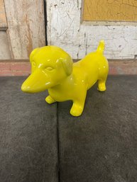 Yellow Ceramic Dachshund Dog Figurine (g2)