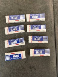 PENTEL HI-POLYMER ERASER Lot Of 8 B2