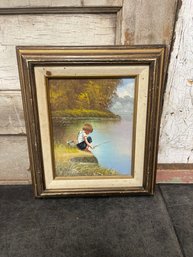 Boy Fishing By C. Manuel Painting H2