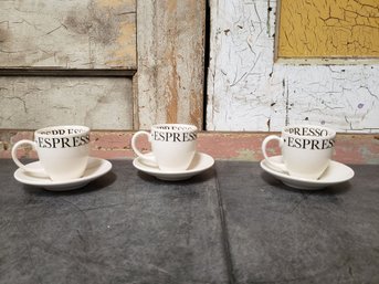 Roshco Whittard Of Chelsea Espresso Cups & Saucers Lot Of 3 H3