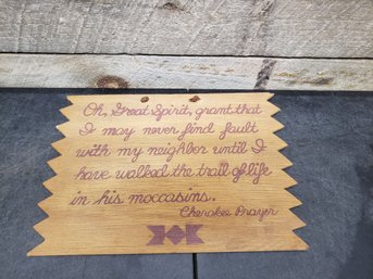 Native American Prayer Wooden Plaque L1