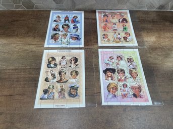 Commemorative Princess Diana Postage Stamp Miniature Sheets Lot Of 4 A3-7