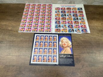 Vintage Rock & Roll / Rhythm & Blues ,Marilyn Monroe, & Elvis Presley U.S. Postage Stamp Sheets Lot Of 3 A3-15