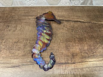 Handcrafted, Torch-fired Copper Seahorse Wall Sculpture A3