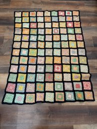 Handmade Vintage-style Crochet Granny Square Throw Blanket A3