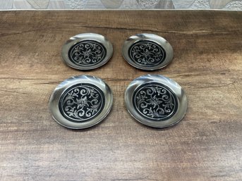 Vintage International Decorator 18-8 Stainless Steel Round Metal Drink Coasters Lot Of 4 A3