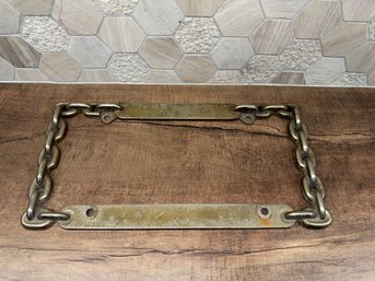 Vintage Cast Metal Chain-link Style License Plate Frame A3