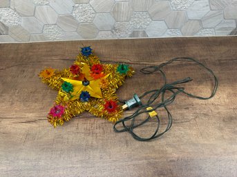 Vintage Gold Tinsel Star Christmas Tree Topper A2