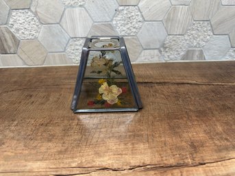 Vintage Pressed Flower And Glass Tea Light Candle Holder Or Fairy Lamp Shade A2