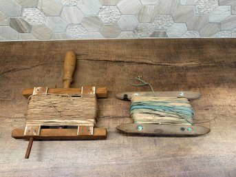 Vintage Wooden Kite String Reel Or Winder Lot Of 2 A2