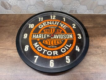 Vintage Harley-Davidson "Genuine Motor Oil 5 Gallons - Top Grade" Wall Clock B1