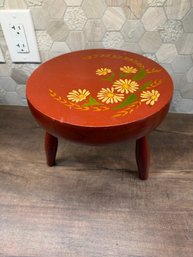 Hand-painted Wooden Three-legged Stool B1