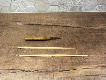 Antique Hand-carved 19th-century Needlework And Sewing Tools Bone B2