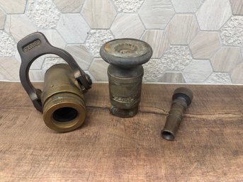 Vintage Solid Brass Water Nozzles Lot Of 3 B2
