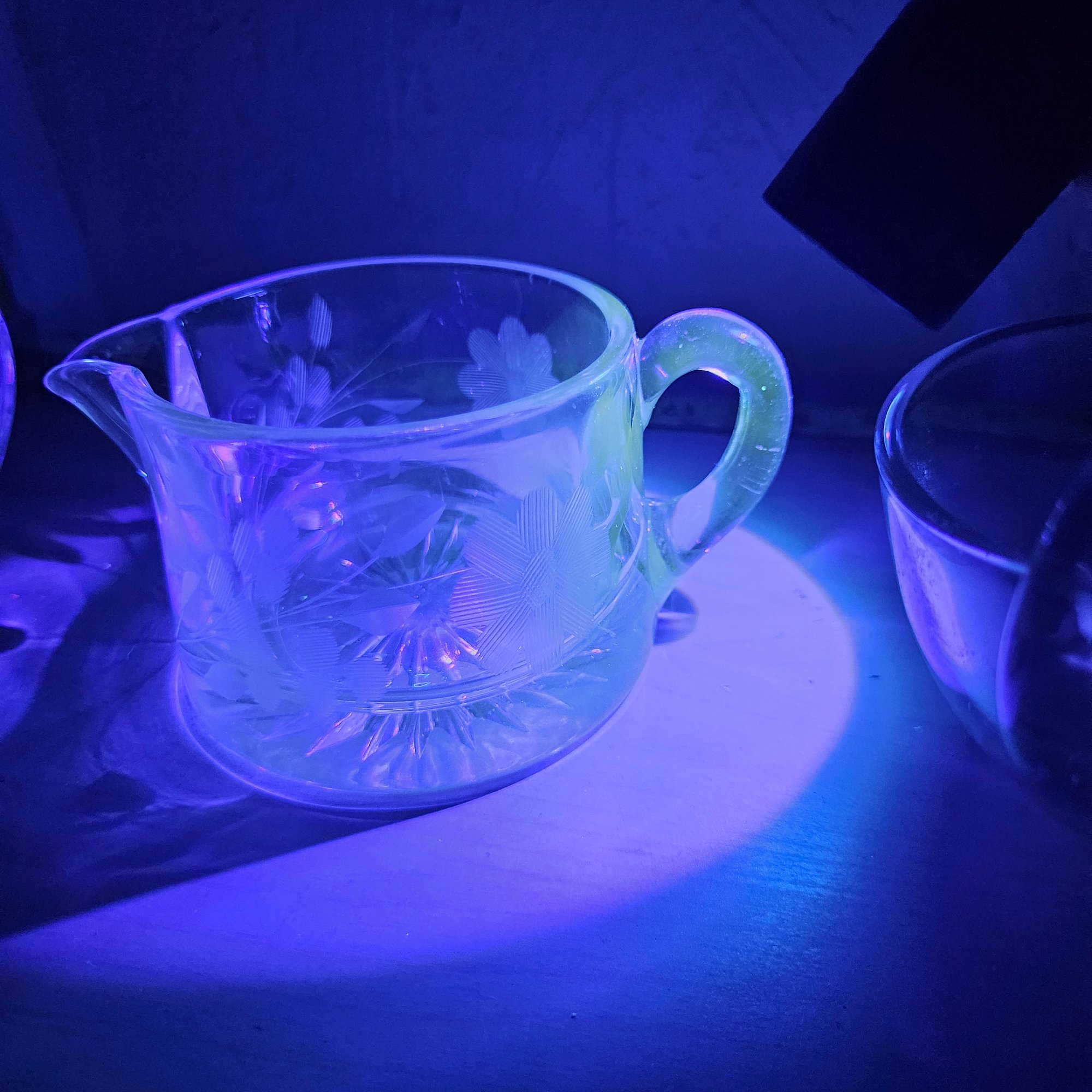 Pitcher Neon Neon Charm Collection: Four Clear Glass Cream Pitchers With Green Black ...