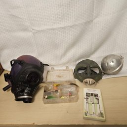 Eclectic Collectibles & Costume Accessories Lot  Including A Gas Mask, Peter Silverware Set, And More