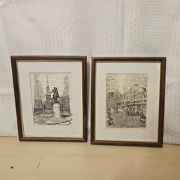 Vintage Framed Cityscape Photographs