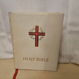 Large White Holy Bible With Bookmarks
