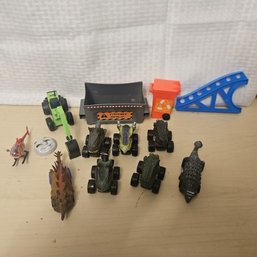 Dinosaur & Truck Toy Lot With Track And Accessories