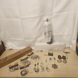 Jewelry Lot With Soldering Gun & Figurine
