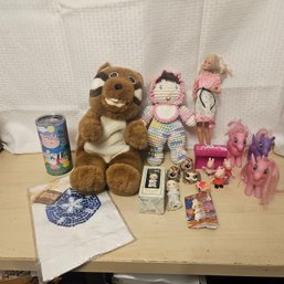 Large Lot Of Kids Toys, Stuffed Animals, Barbie, Hand-Knitted Doll & More