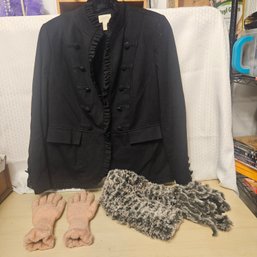 Chico’s Size 2 Coat With Pink UGG Australia Gloves And Scarf