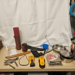 Mixed Collectibles & Tools Lot – Stub Finder, Line Marker, Defense Necklace & More