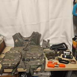 Military & Survival Gear Lot – Vest, Survival Kit & More
