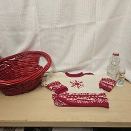Charming Gift Basket With Childs Sweater & Collectibles