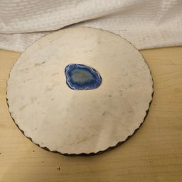 Pier 1 Marble Plate With Embedded Geode Accent
