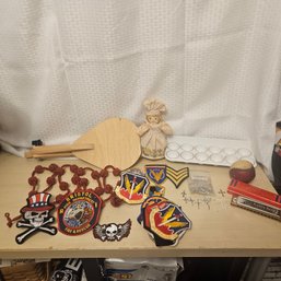 Mixed Collectibles & Curiosity Lot With Patches And Nautical Accents
