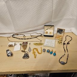 Jewelry & Trinket Lot – Assorted Jewelry With Metal Dragon
