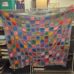Large Hand Knit Patterned Blanket