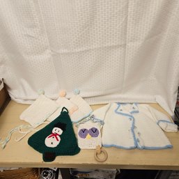 Hand-Knit Kid’s Coat & Hat Lot