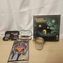 Mixed Collectibles & Games Lot – Board Game, Book, Dart Set & Pottery Cup