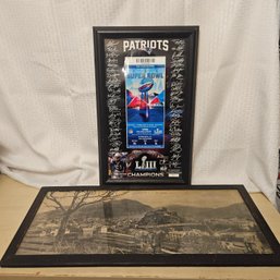 Framed Picture Lot – Patriots LIII Champions & Black & White Cityscape