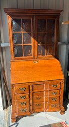 High Quality Vintage Reproduction Block Front Secretary Desk Bookcase