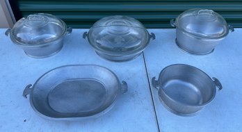 5 Piece Lot Of Rare GUARDIAN SERVICE Aluminum Cookware Knight Design