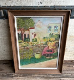 Vintage Signed Mexican Scene Oil Painting